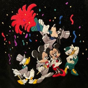 Disney themed black velvet button down shirt